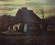 Vincent Van Gogh Cottage at Nightfall (nn04) Spain oil painting reproduction